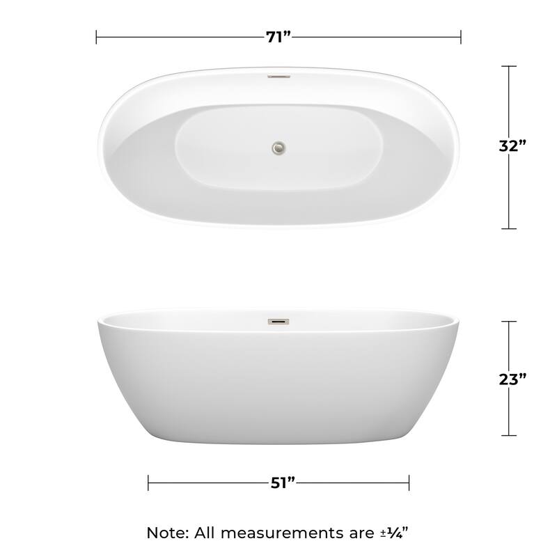 Wyndham Collection Juno 71" Free Standing Acrylic Soaking Tub with