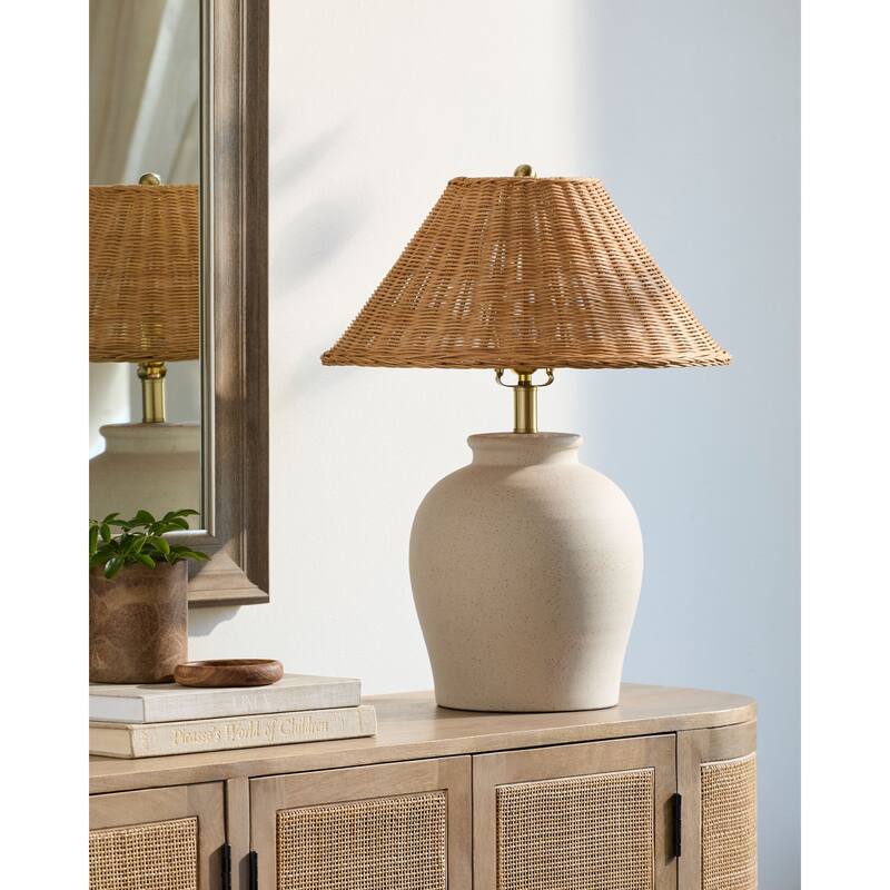 Livabliss Besson Global Accent Table Lamp - 23"H x 17"W x 17"D - Beige
