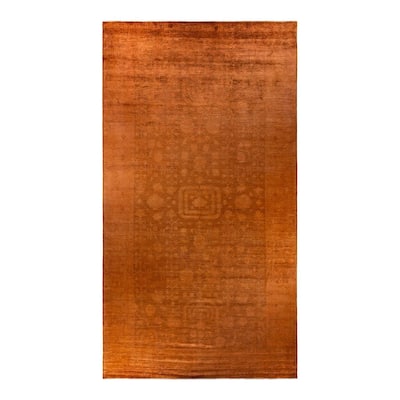 Overton Hand Knotted Wool Vintage Inspired Modern Contemporary Overdyed Orange Area Rug - 9' 1" x 16' 9"