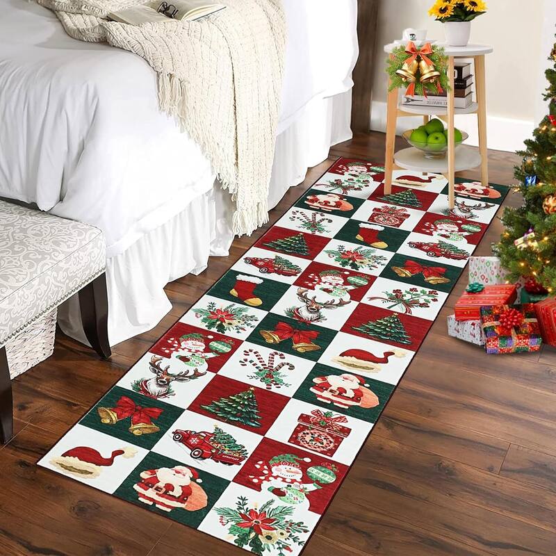 Washable Xmas Style Prints, Christmas Area Rugs Holiday Decor - 2*6ft
