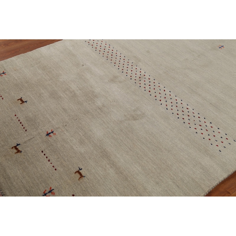 Little Animals Tribal Gabbeh Area Rug Hand-Knotted Wool Carpet - 4'7"x 6'6"