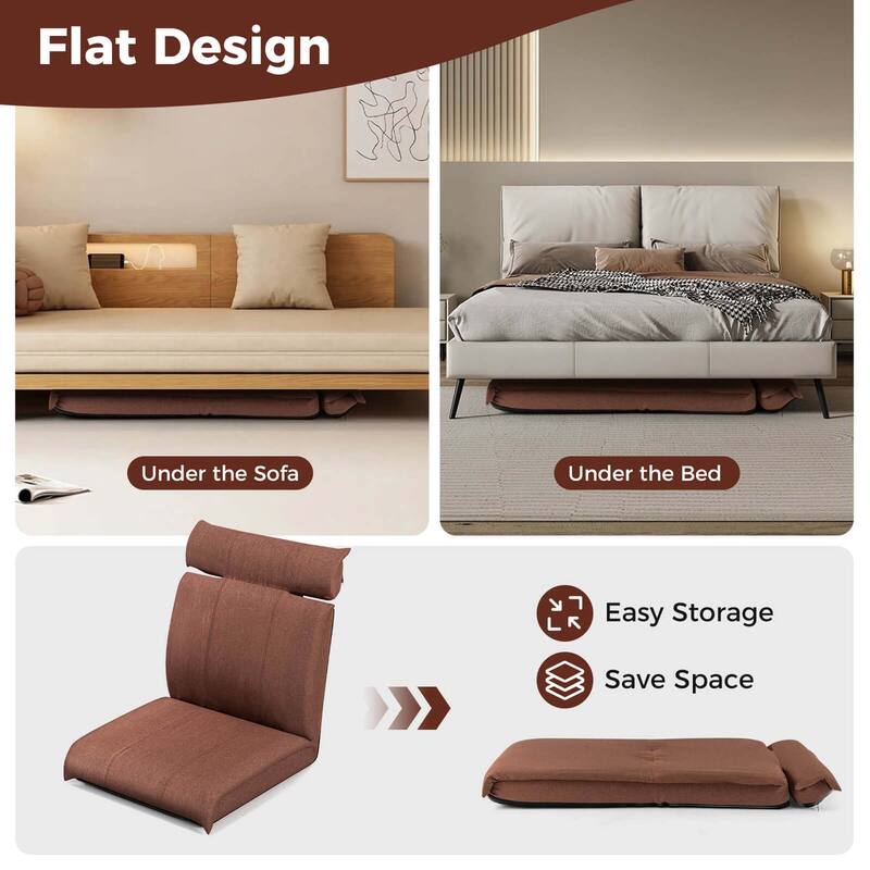 Floor Chair Floor Gaming Chair w/Back Support Lazy Sofa Couch Recliner