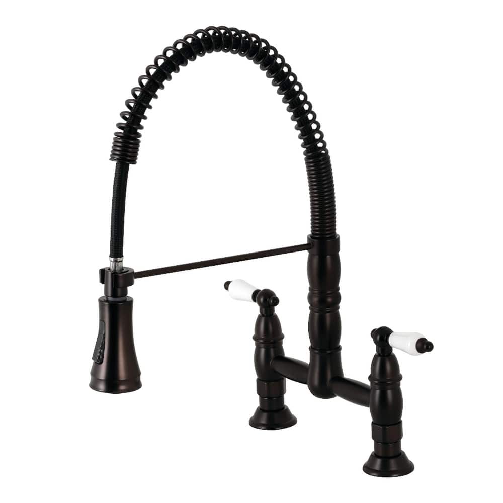 Kingston Brass Heritage Two-Handle Deck-Mount Pull-Down Sprayer Kitchen Faucet
