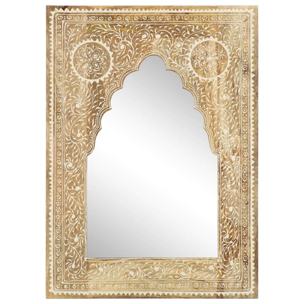 vidaXL Hand Painted Mirror 15.7"x21.7" Solid Mango Wood - 15.7" x 21.7"
