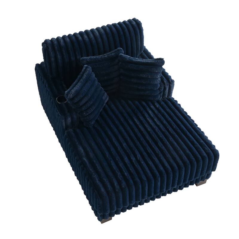 41.7" W Upholstered Plush Corduroy Chaise Lounge withe Pillows