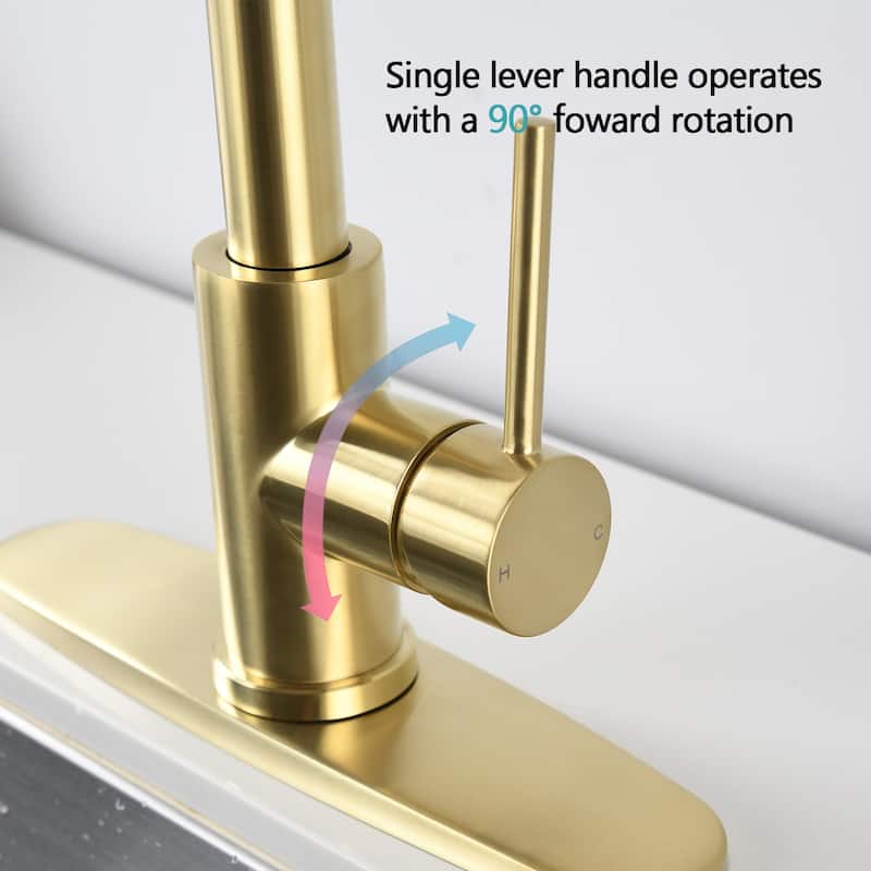 BATHLET Single Handle High Arc Kitchen Faucet with Pull Down Sprayer