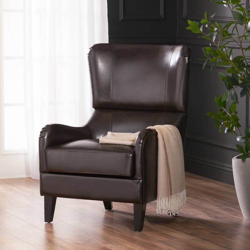 Modern 27" High Back Accent Chair with Birch Wood Legs and Wing Back for Living Room