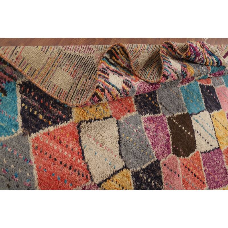 Trellis Moroccan Area Rug Hand-Knotted Wool Carpet - 7'11" x 10'11"