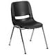 preview thumbnail 1 of 12, Kid's Ergonomic Shell Stack Chair with 14" Seat Height Black Plastic/Chrome Frame