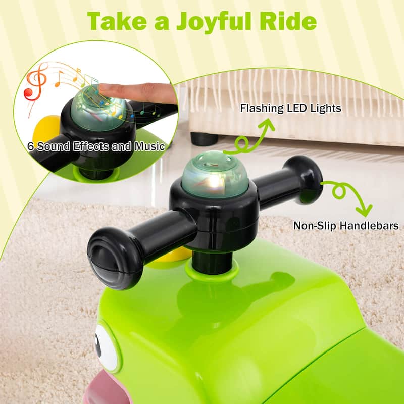 Babyjoy Ride on Toy Baby Dinosaur Sliding Car with4 Universal Casters - See Details