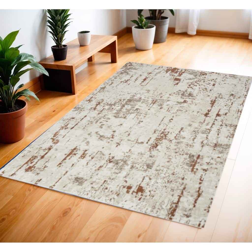 Male Power Loomed Abstract Modern Durable Area Rug By HomeRoots - 69' X '45' X '0.32