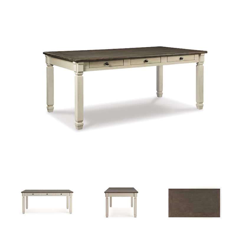 Signature Design by Ashley Bolanburg White/Brown Dining Table - 40" W x 72" D x 30.75" H