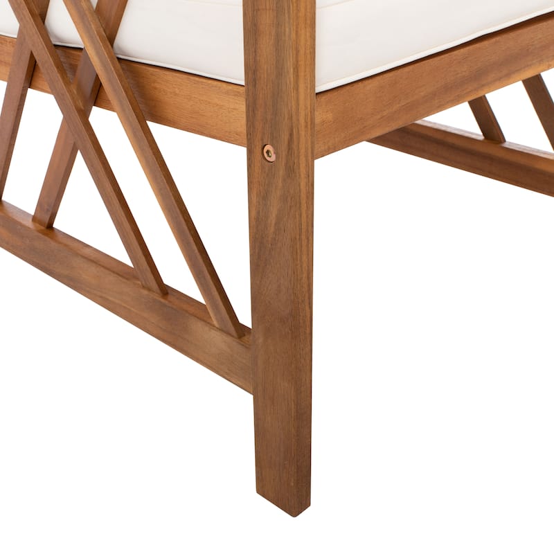 SAFAVIEH Outdoor Fontana 4-piece Acacia Wood Patio Conversation Set