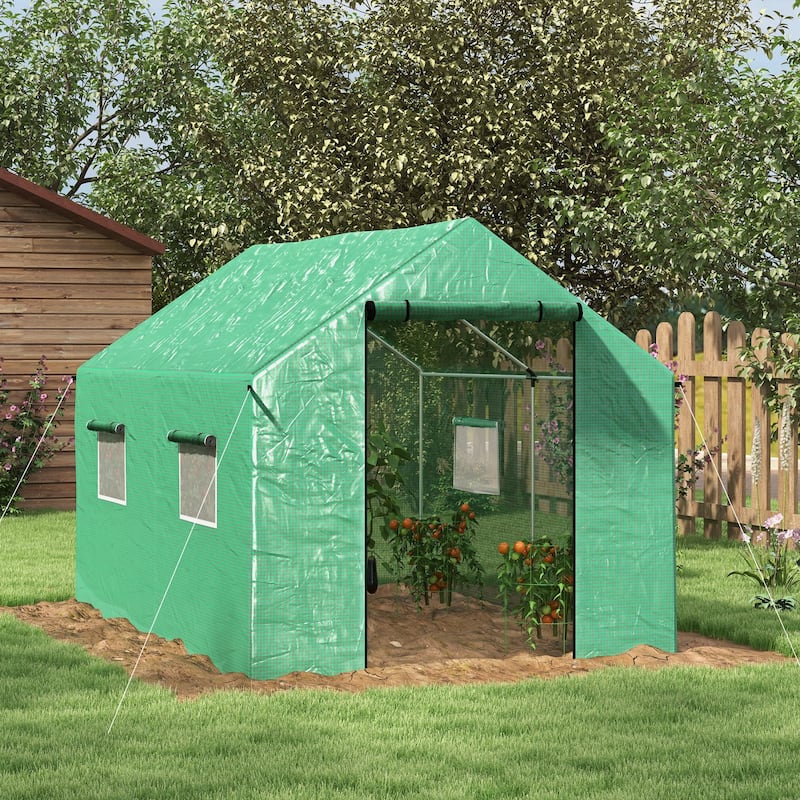 Tunnel Greenhouse with UV-resistant PE Cover, 6.6' x 10' - Plastic/Steel - Portable