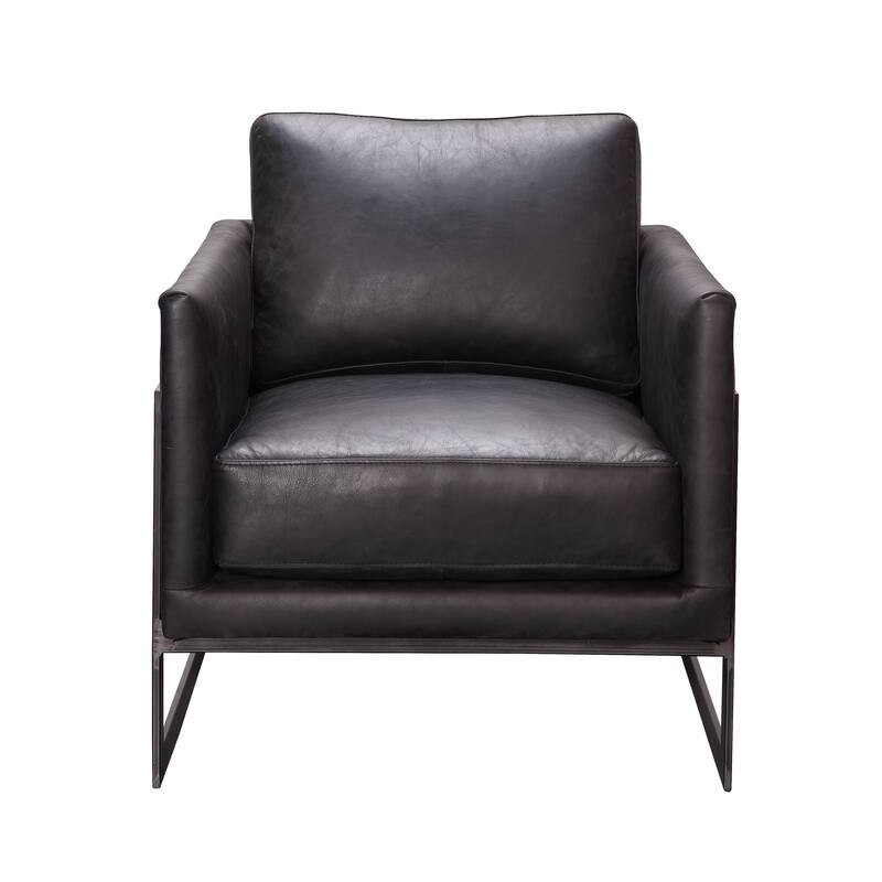 Aurelle Home Industrial Top Grain Leather Accent Chair
