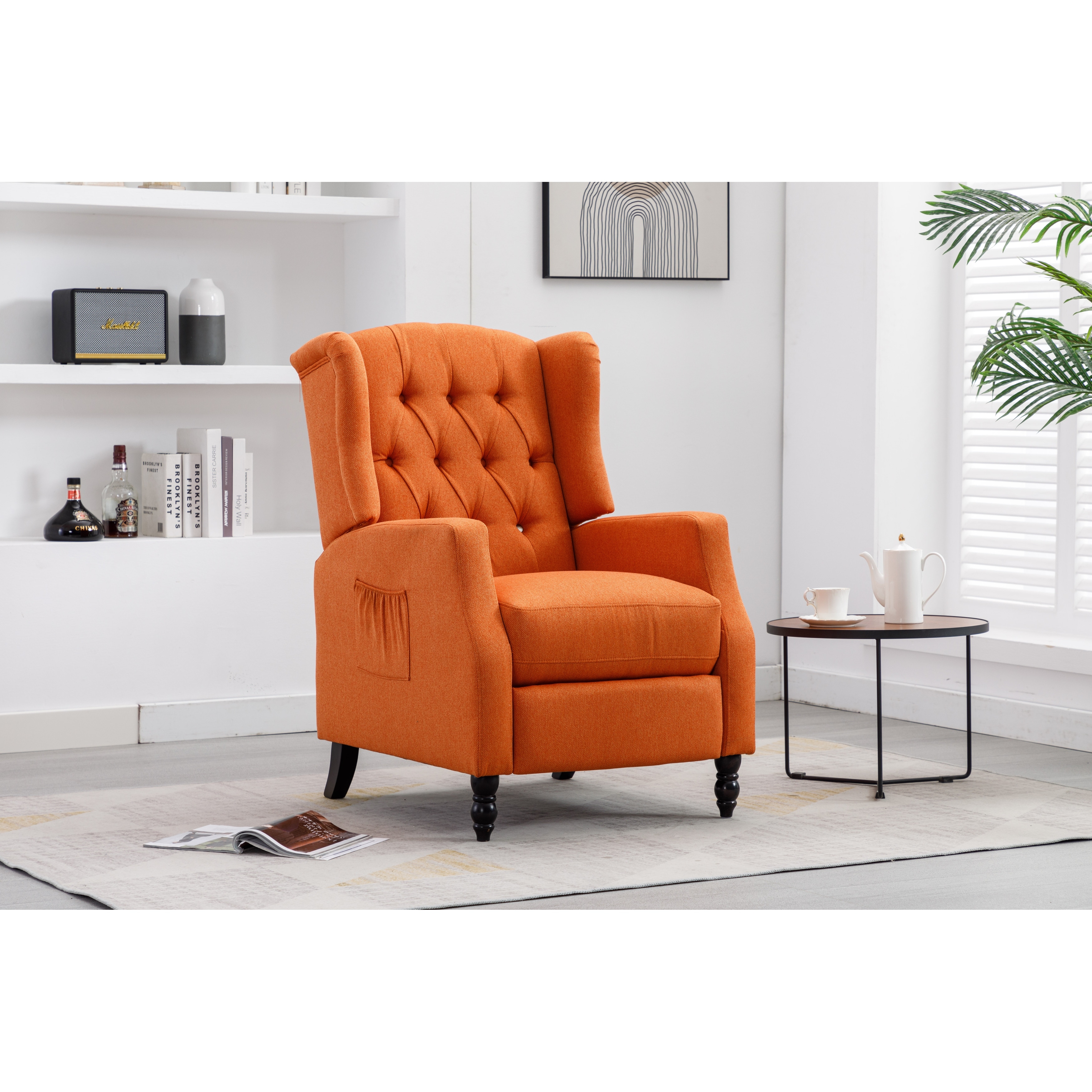 Orange wingback chair sales