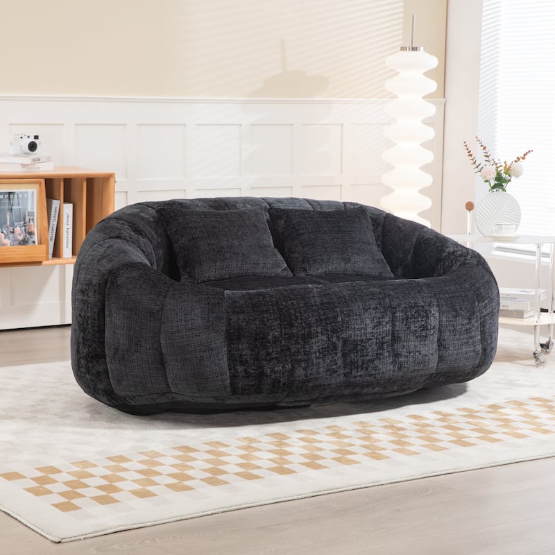 Modern Chenille 2-Seater Bean Bag Chair with 2 Pillows