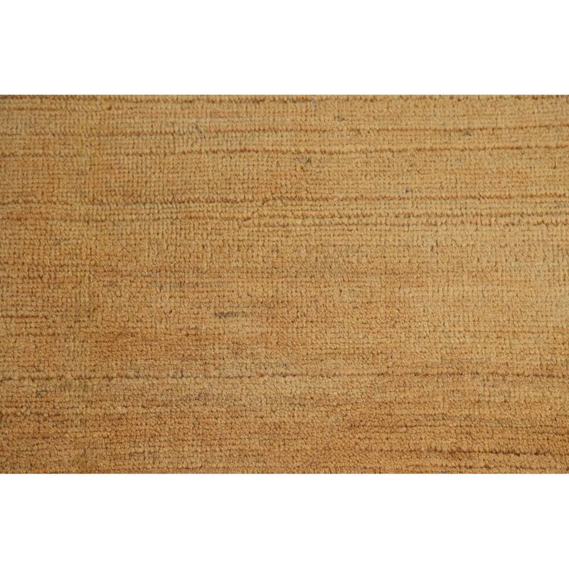 Yellow Modern Gabbeh Oriental Foyer Rug Hand-Knotted Wool Carpet - 3'4"x 4'11"