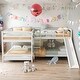 preview thumbnail 10 of 16, 4 Beds In 1 Full And Twin Size L-Shaped Bunk Bed With Slide And Short Ladder,Convertible Beds for Bedroom White