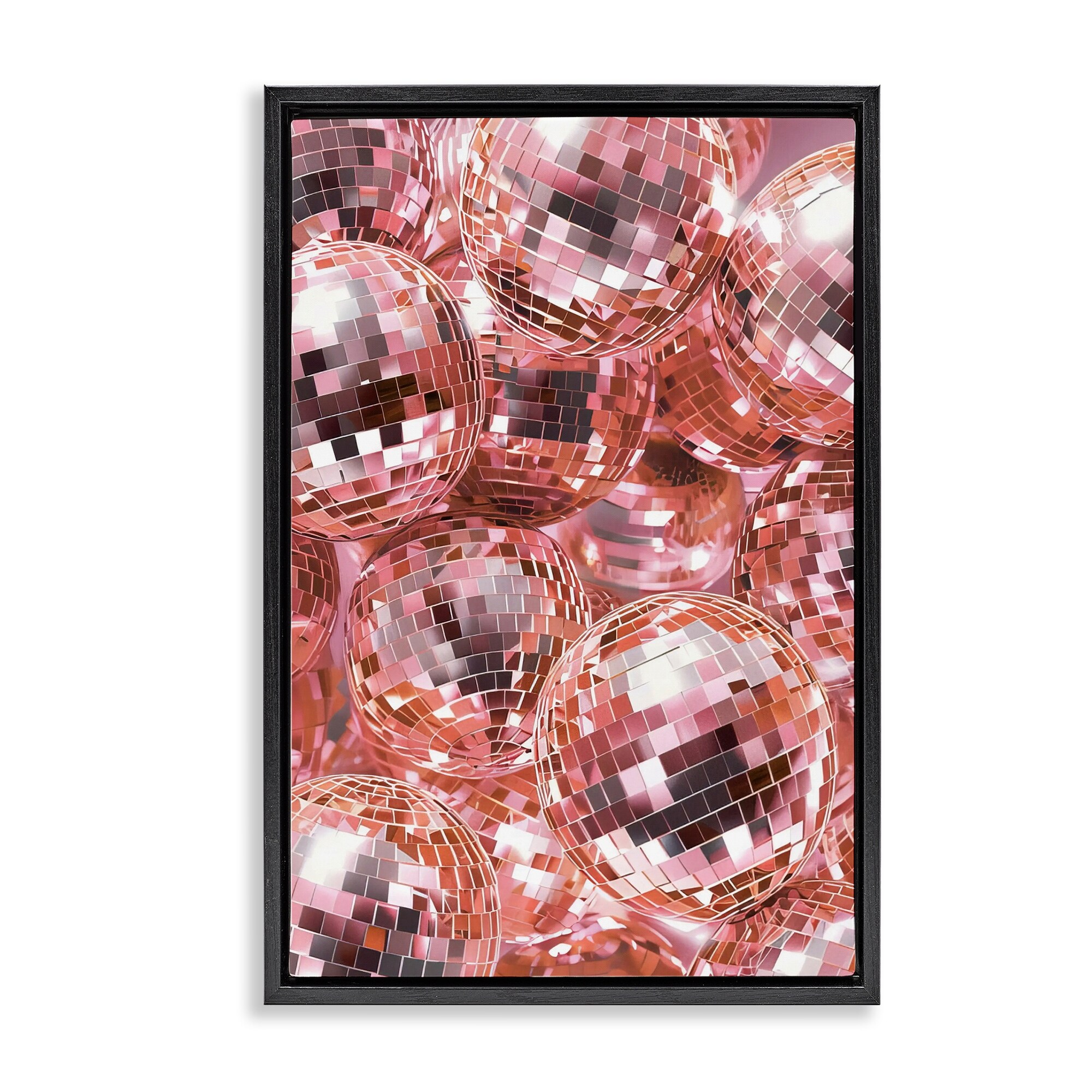 Stupell Pink Disco Ball Pile Framed Floater Canvas Wall Art Design By LSR Design Studio