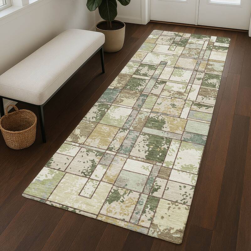 Machine Washable Indoor/ Outdoor Patchwork Chantille Rug
