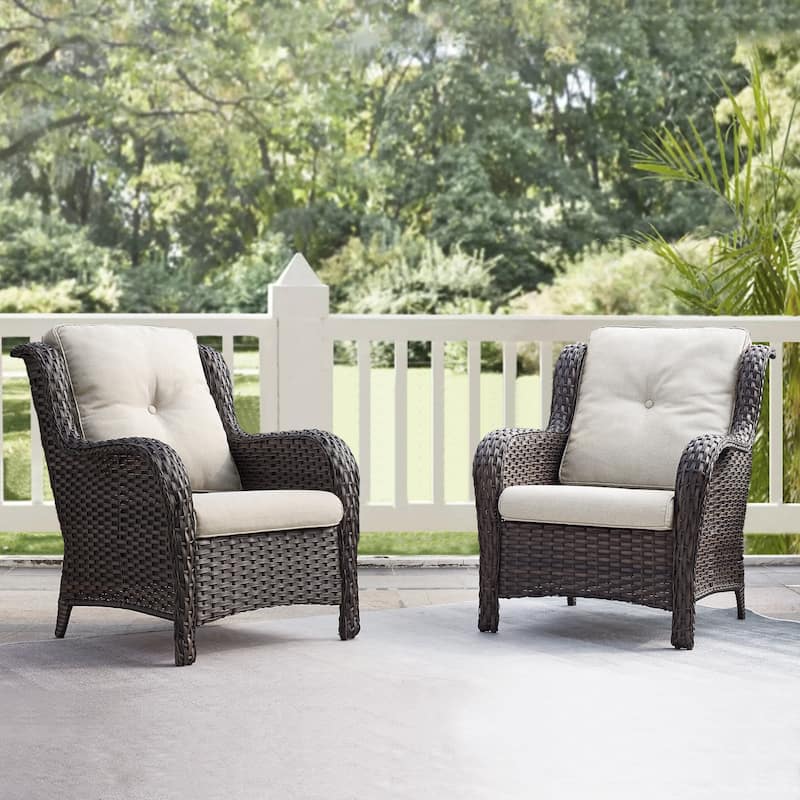 Gymojoy Patio Club Chair All-Weather Rattan Chair - Brown - Beige
