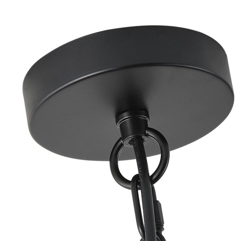 Modern Farmhouse 4-Light Pendant with Woven Rattan Basket Shade and Black Chain Finish