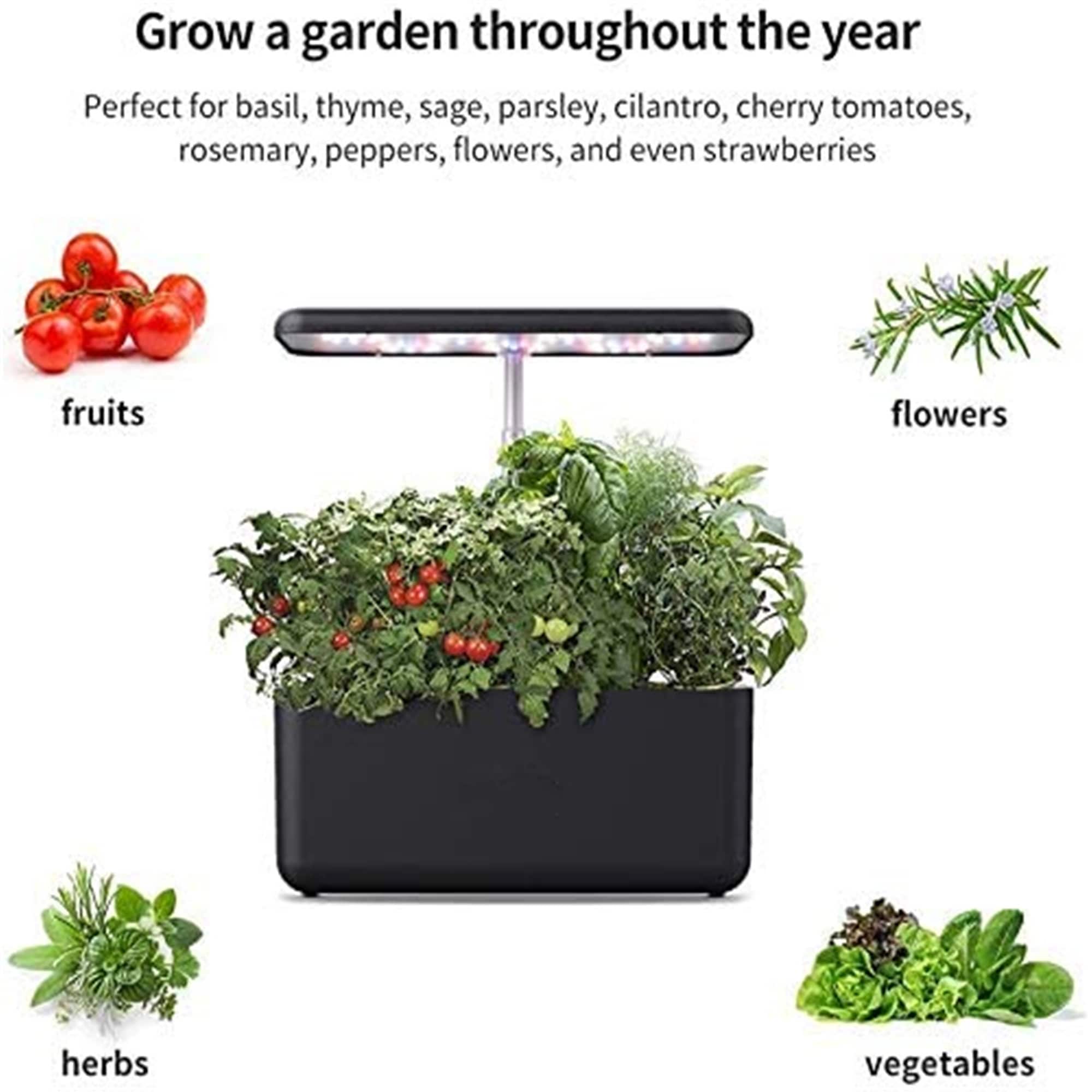 Indoor Herb Garden Kit Hydroponic Growing System With 3 Plant Site&USB LED Light 