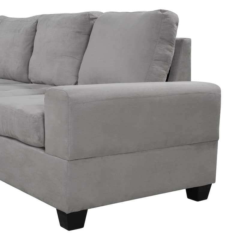 112-inch Modern L-shaped Sectional Sofa with Reversible Chaise, Storage Ottoman and Two Cup Holders - 112"W x 80"D x 33.7"H