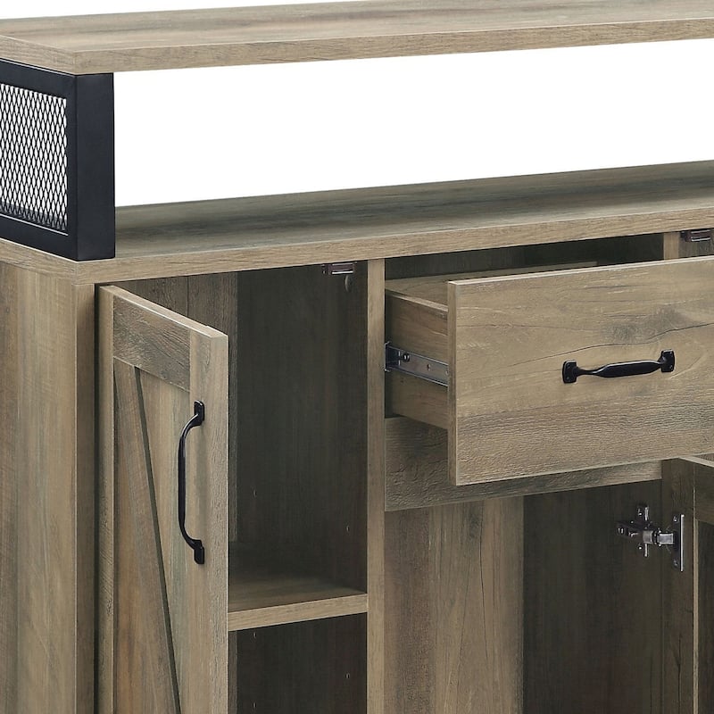 Rustic Oak Server with 3 Doors, Drawer & Adjustable Shelving for Dining or Living Room Use