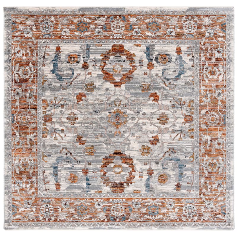 SAFAVIEH Heirloom Babette Traditional Oriental Rug - 6'3" Square - Ivory Grey/Rust