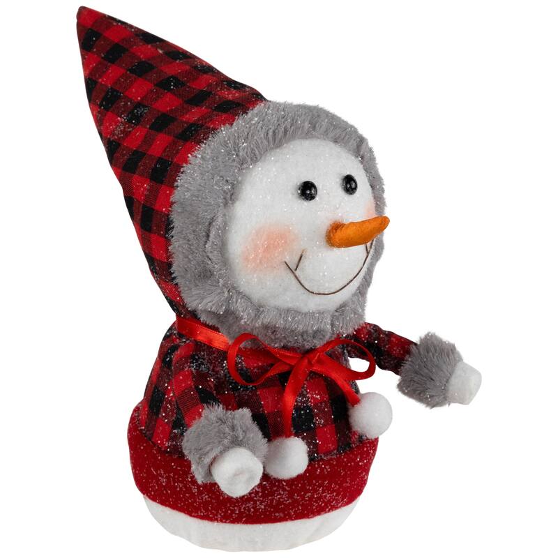 Jolly Baby Snowman with Plaid Coat Christmas Figurine - 7.5"