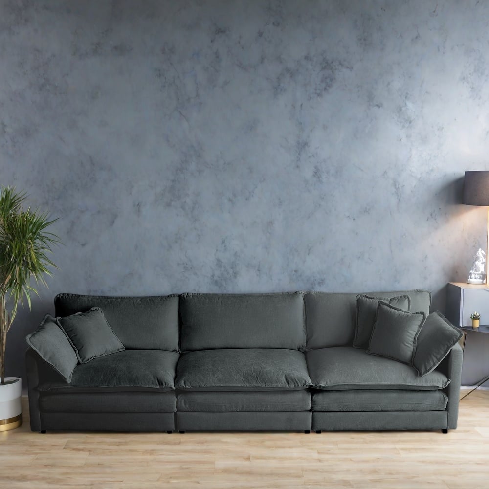 111.5" Chenille 4-Seater Sofa with Customizable Configurations and Premium Comfort