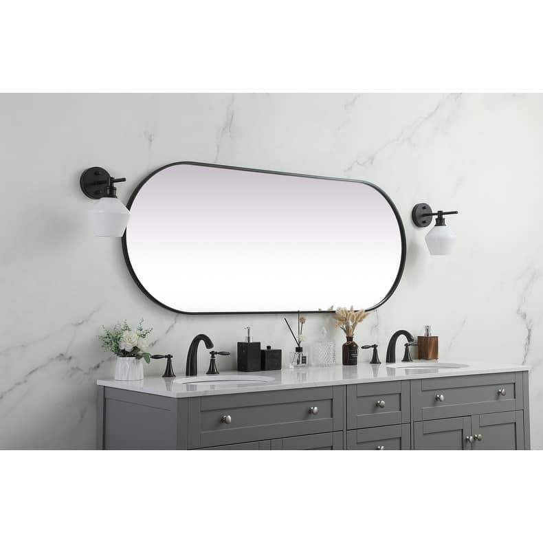 Indigo Home Metal Frame Oval Mirror 24x60 Inch