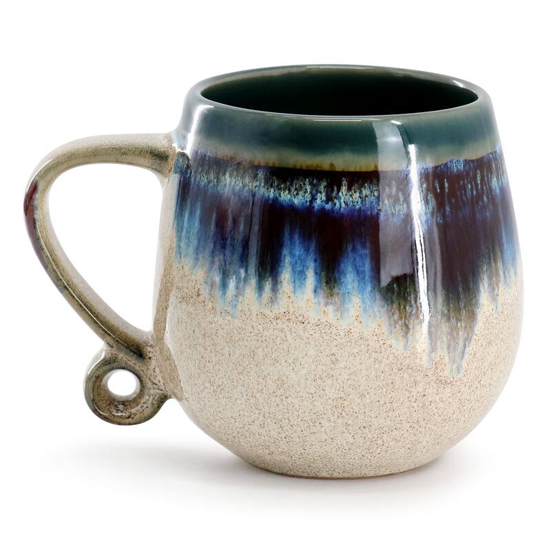Meritage Lexington 4 Piece 20 Ounce Stoneware Two Tone Mug Set in Blue Multi