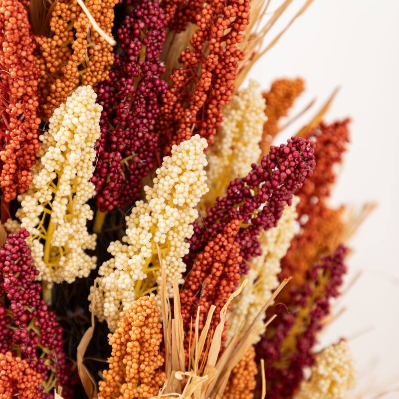 Glitzhome 38"H Farmhouse Fall Harvest Multi-Colored Sorghum Porch Tree