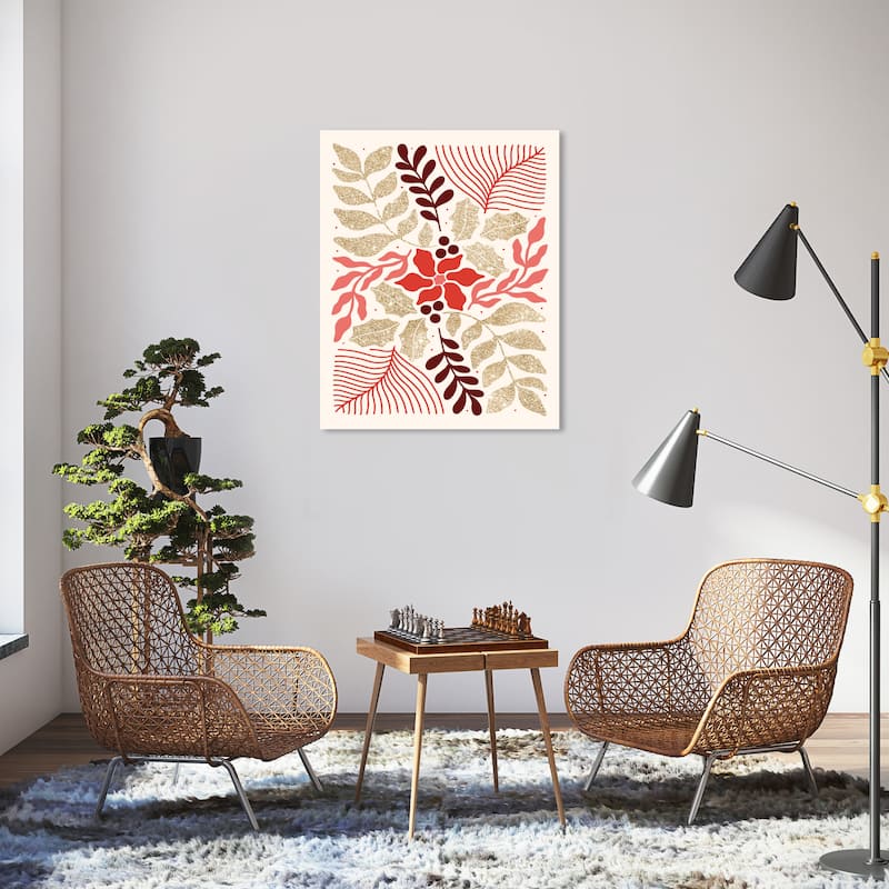 Wynwood Studio Canvas Floral and Botanical Seasons Greetings Glam Decor Gold Glam Wall Art Canvas Print - 30 x 36