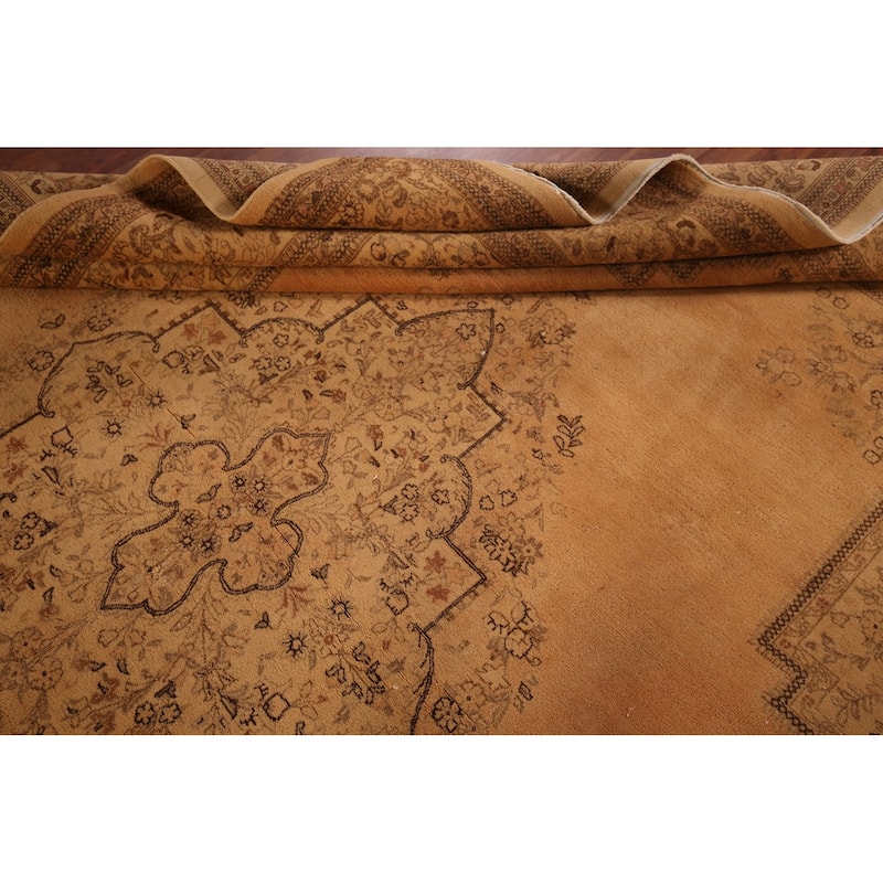 Geometric Tabatabaei Persian Vintage Area Rug Handmade Wool Carpet - 9'7"x 12'7"