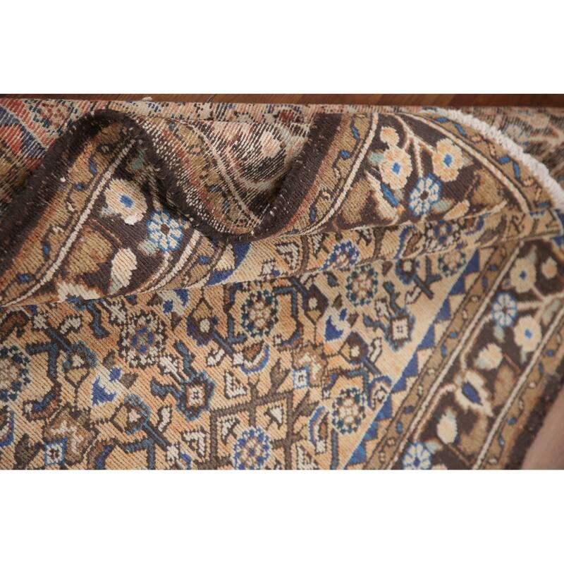 Hand Knotted Oriental 100% Wool Carpet Traditional All-Over Oranges & Rust Hamedan Runner Rug - 9' 8'' X 3' 7''