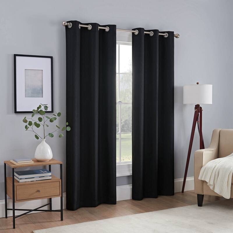 Eclipse Khloe 100% Absolute Zero Blackout Solid Textured Thermaback Curtain Single Panel