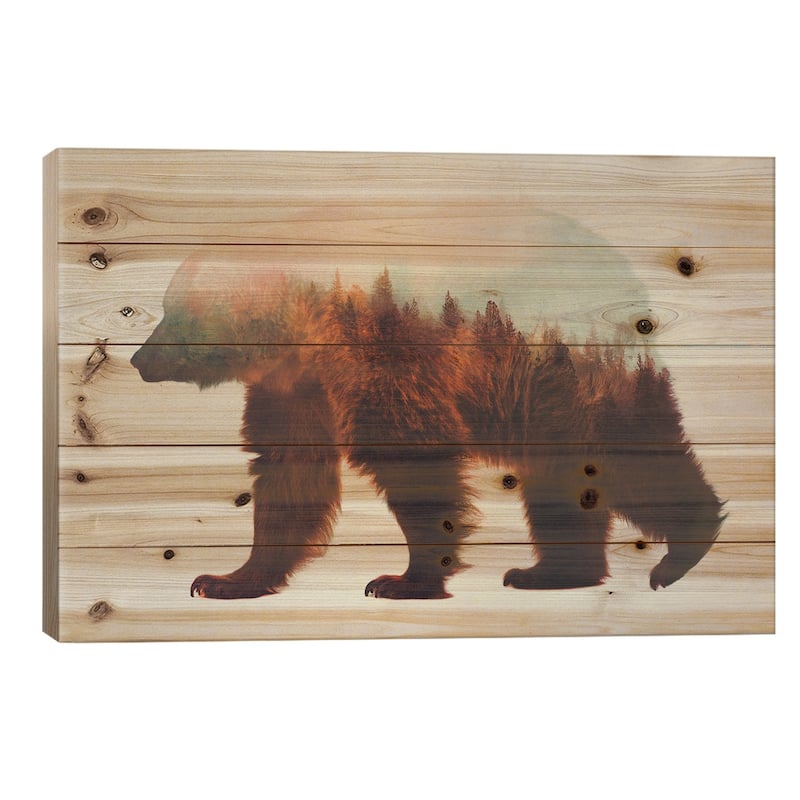 Bjorn Print On Wood by Andreas Lie - Multi-Color - 26x40x1.5