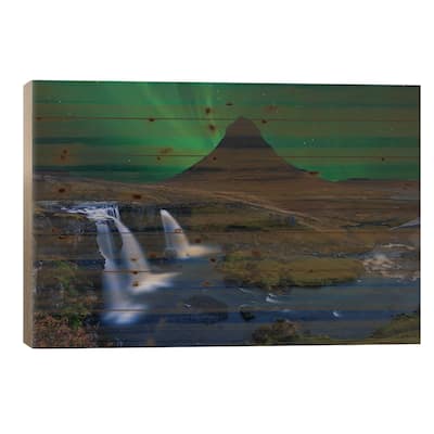 Kirkjufell... Under A Boreal Green Sky Print On Wood by Alvaro Roxo - Multi-Color