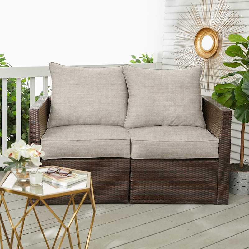 Sorra Home Sunbrella Outdoor Loveseat Pillow and Cushion Set