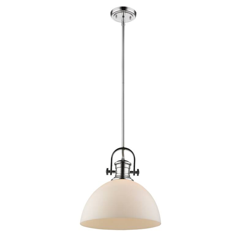 Golden Lighting Hines Single Light 13-1/2" Wide Pendant with Opal