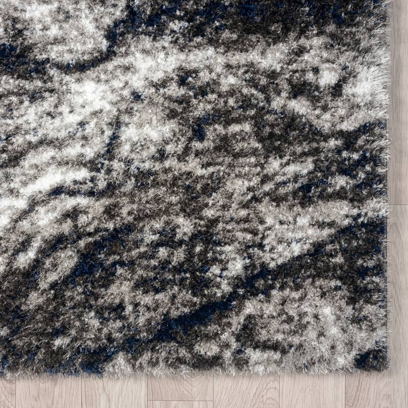 Zenith Abstract Shag Grey Area Rug