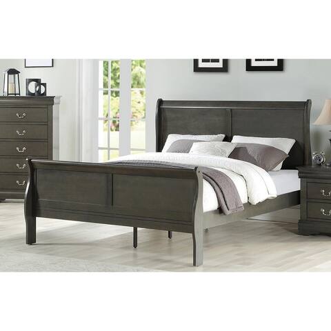 Traditional Style Louis Philippe Full Size Solid Pine Sleigh Bed with Headboard & Footboard