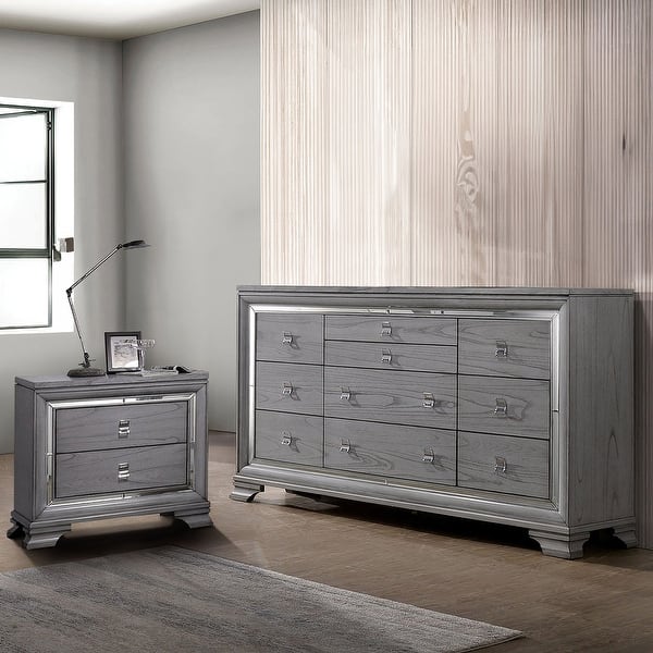 grey nightstand and dresser set SICOTAS Modular Dresser and Nightstand Set 3 Piece Bedroom Sets, 26.6" Low Long 9 Drawer Dresser and 3 Drawer Nightstand, Modular Dressers Sets