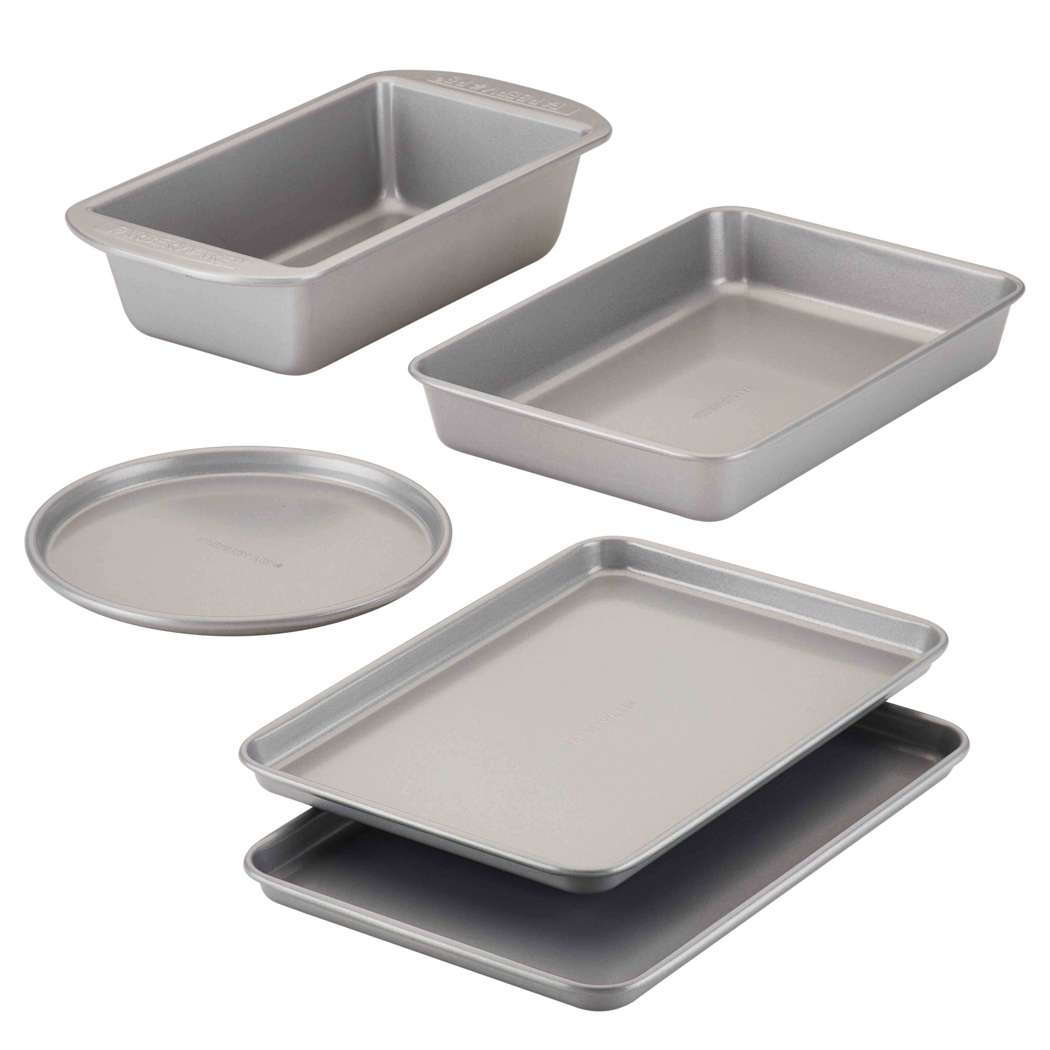 JoyTable Nonstick Bakeware Set - 15 PC Baking Tray Set With Silicone  Handles & Utensils - Oven Safe & Carbon Steel Cookie Sheets, Brown