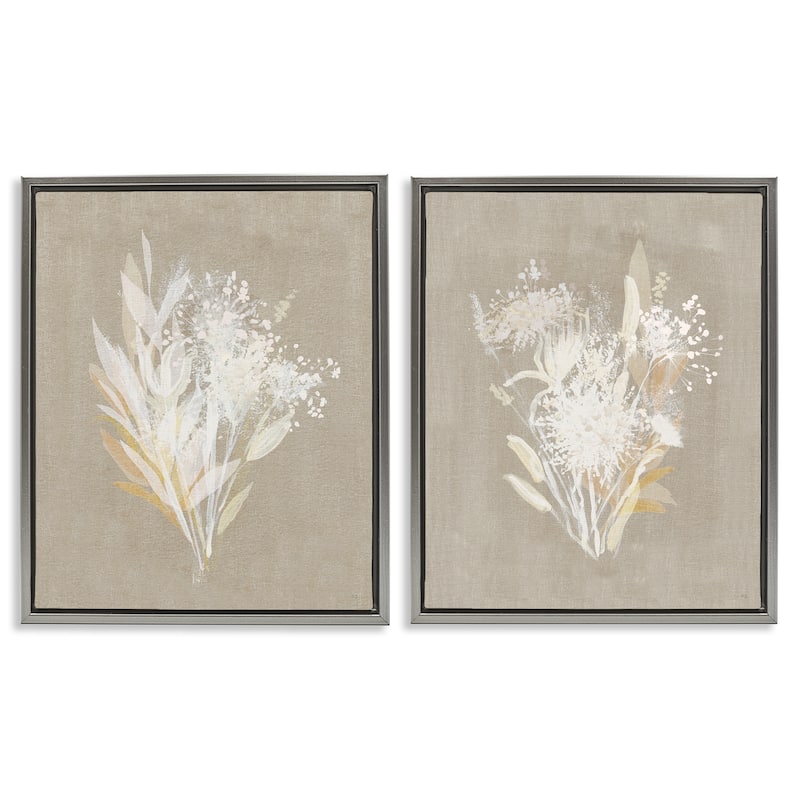 Stupell Natural Herb Impression Framed Floater Canvas Wall Art Design By Susan Jill (Set of 2) - 25 x 31 - Grey