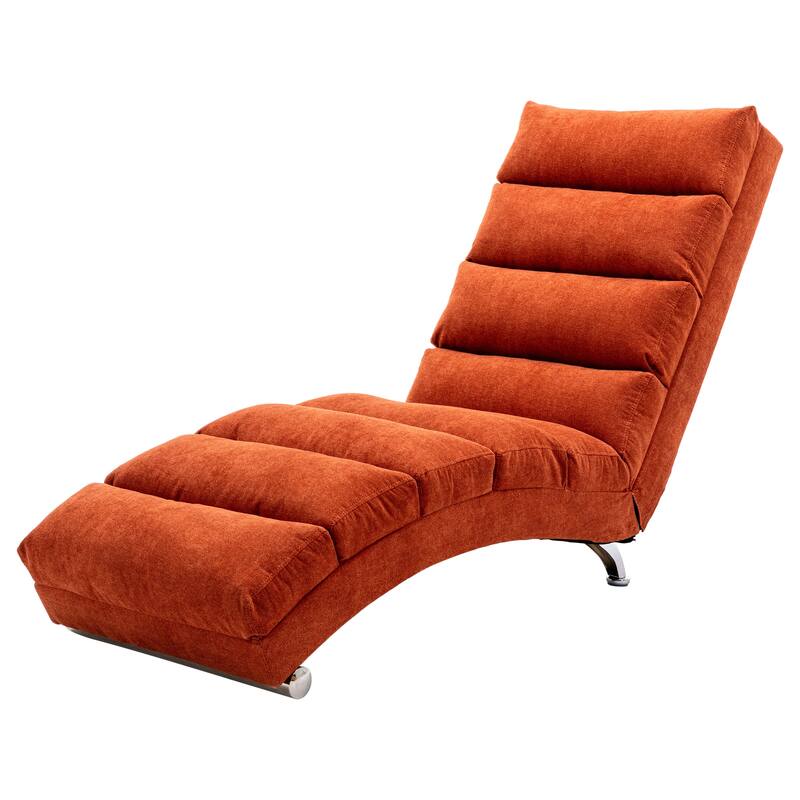 Luxury Upholstered Chaise Lounge Chair with Vibration for Relaxation, Fixed Back Fabric Leisure Recliner Sofa